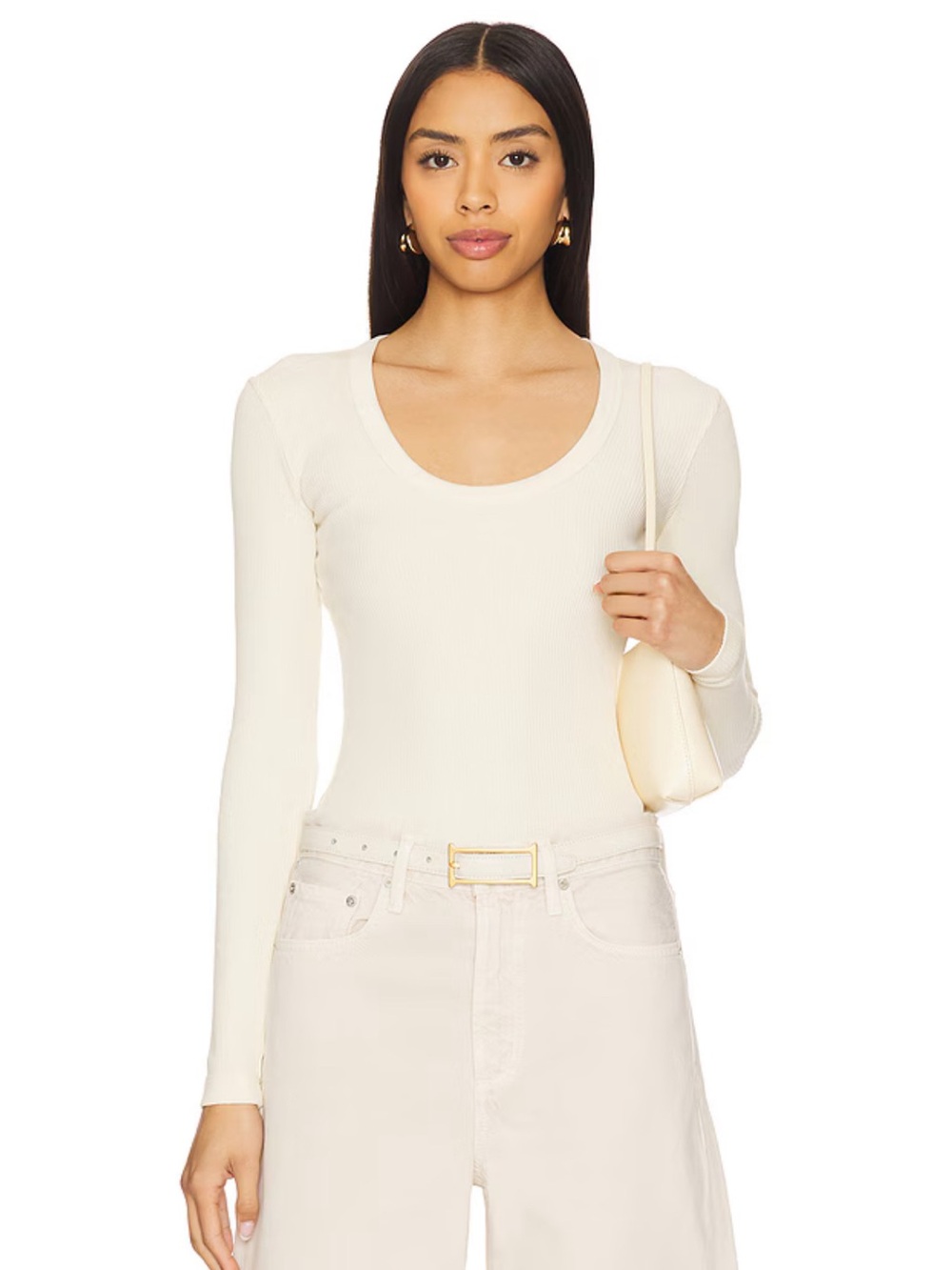 Citizens Of Humanity Cream Scoop Neck Long Sleeve Top